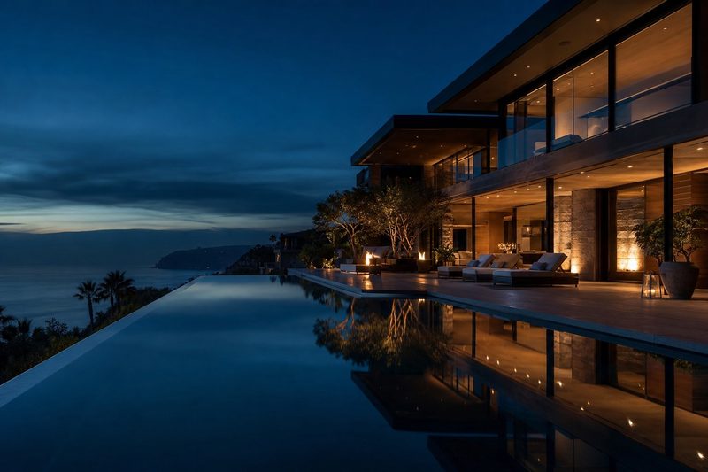 Villa at dusk