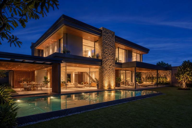 Villa, twilight